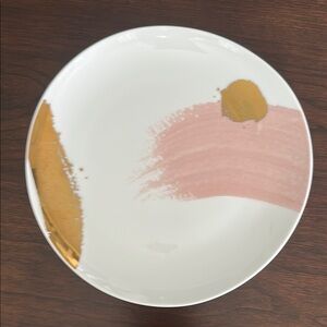 West Elm White, Pink, and Gold Salad Plate